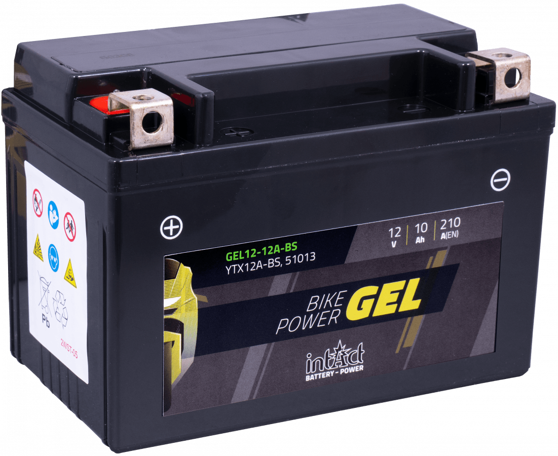 12 V – 10 Ah – C20 – 210 A – 150 x 87 x 105 mm – 1 Intact Bike Power Gel – Gel12 – 12 A – BS