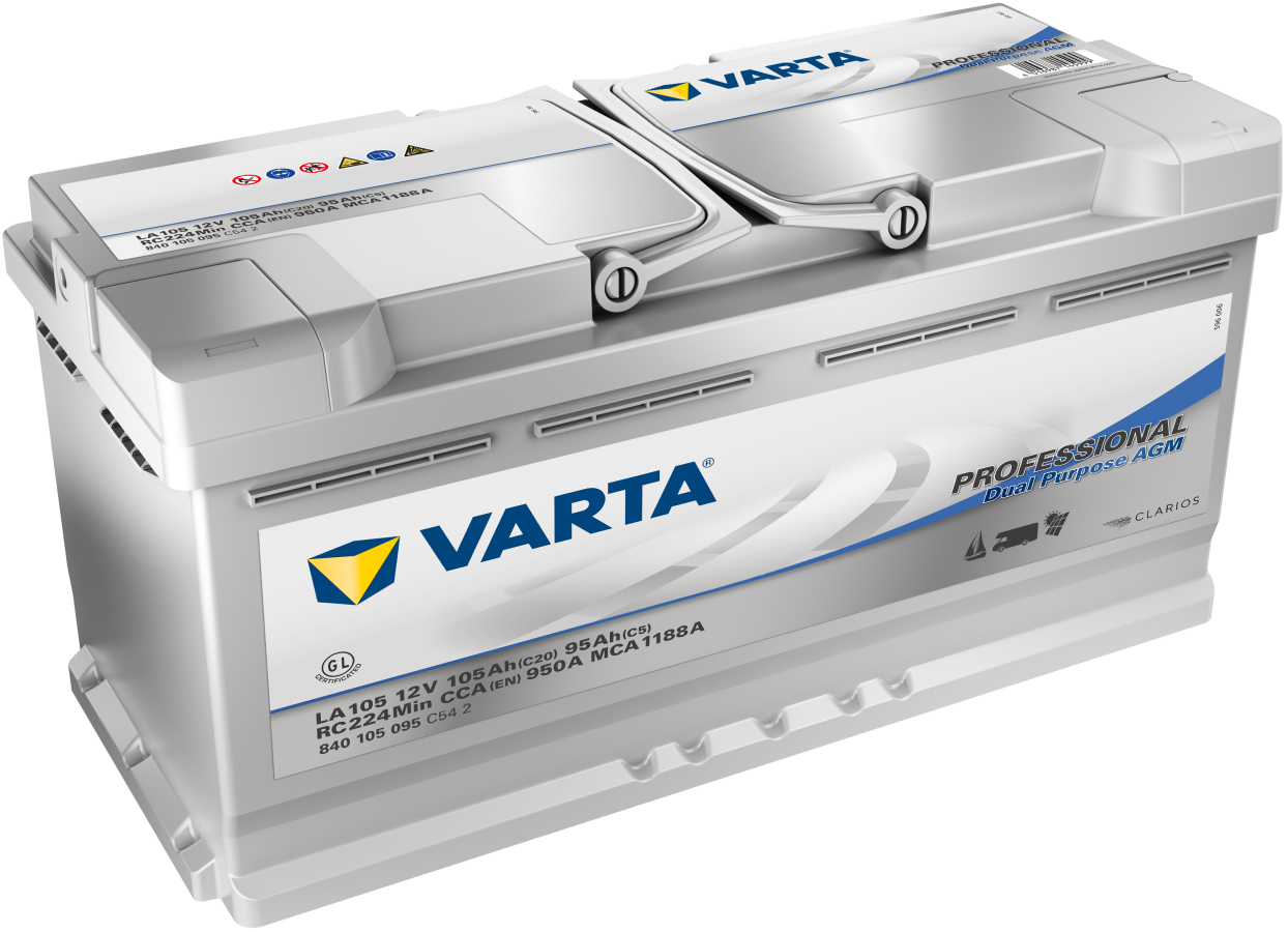 12 V-105 Ah-C20-950 A-EN-394 x 175 x 190 mm-0 Varta Prof Dual Purpose AGM V840105095-LA105