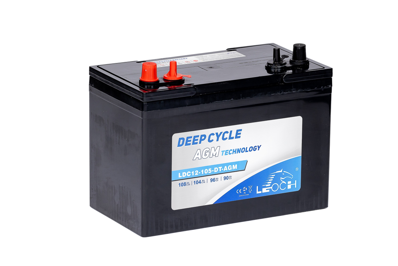 12 V – 108 Ah – C20 – 96 Ah – C5 – 306 x 168 x 208 mm – 1 Leoch – Deep Cycle – LDC12-105DT