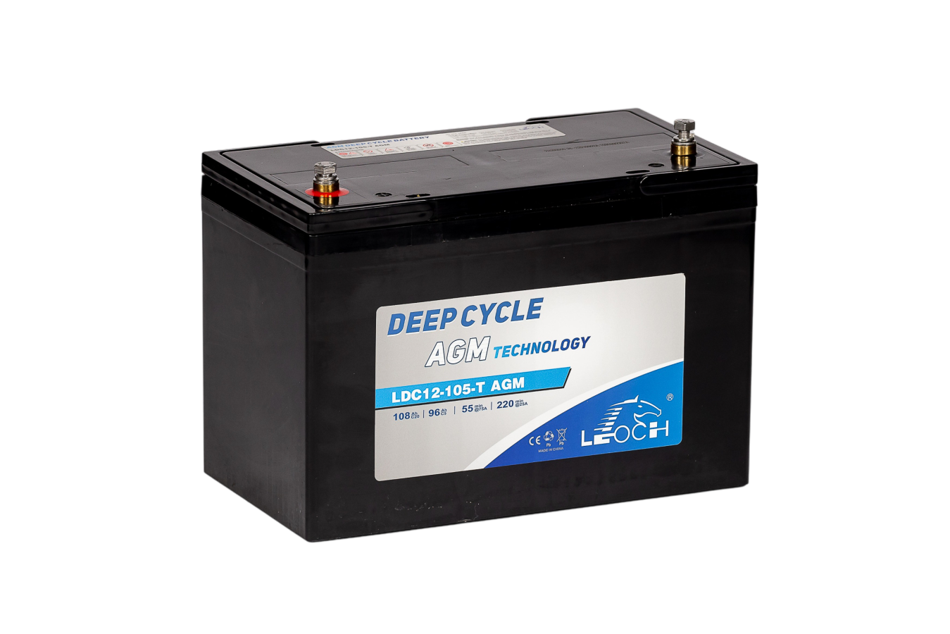 12 V – 108 Ah – C20 – 96 Ah – C5 – 306 x 168 x 208 mm – 1 Leoch – Deep Cycle Power – LDC12-105