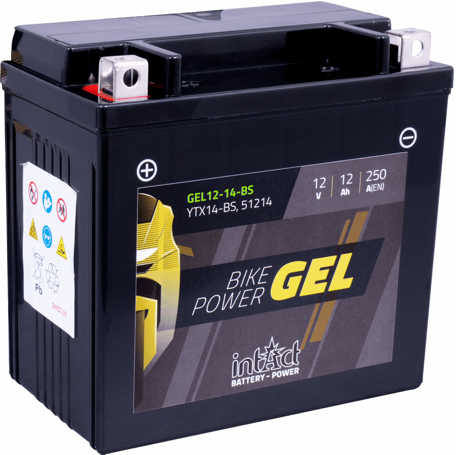 12 V – 12 Ah – C20 – 250 A – 150 x 87 x 147 mm – 1 Intact Bike Power Gel Gel 12-14 BS