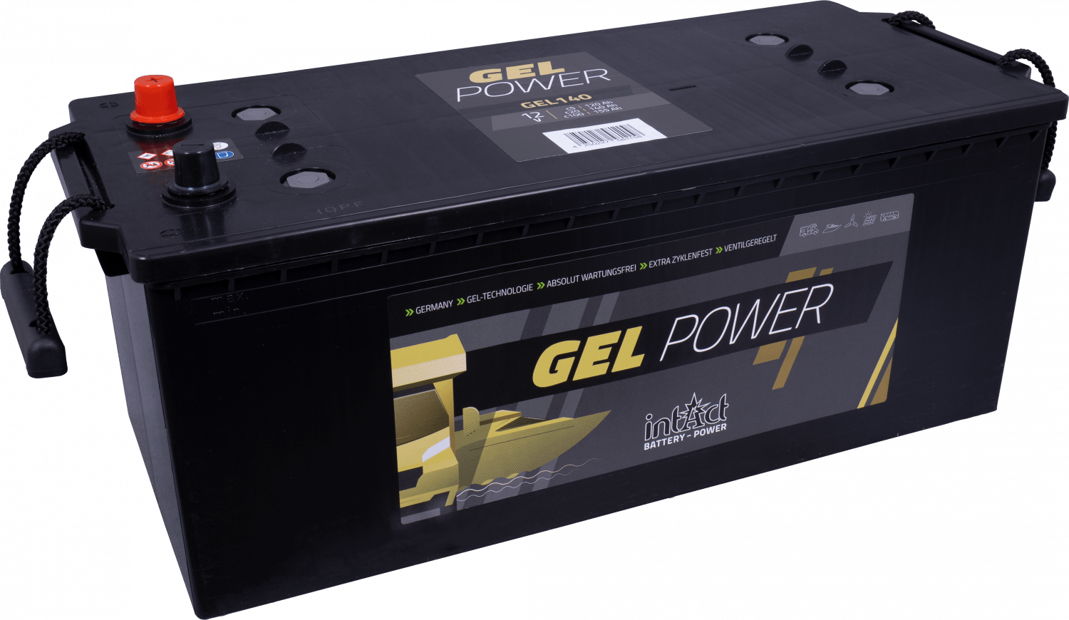 12 V – 120 Ah – C5 – 140 Ah – C20 – 155 Ah – C100 – 513 x 223 x 223 mm – 3 intakt – Gel – Power Gel – 140
