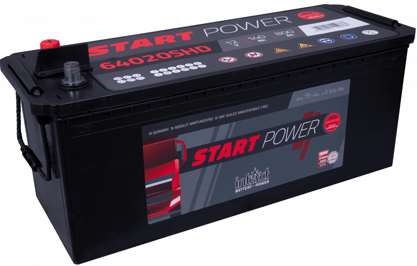 12 V – 140 Ah – C20 – 800 A – 513 x 189 x 223 mm – 3 intakt – Startleistung – neue Generation – 64020SHD