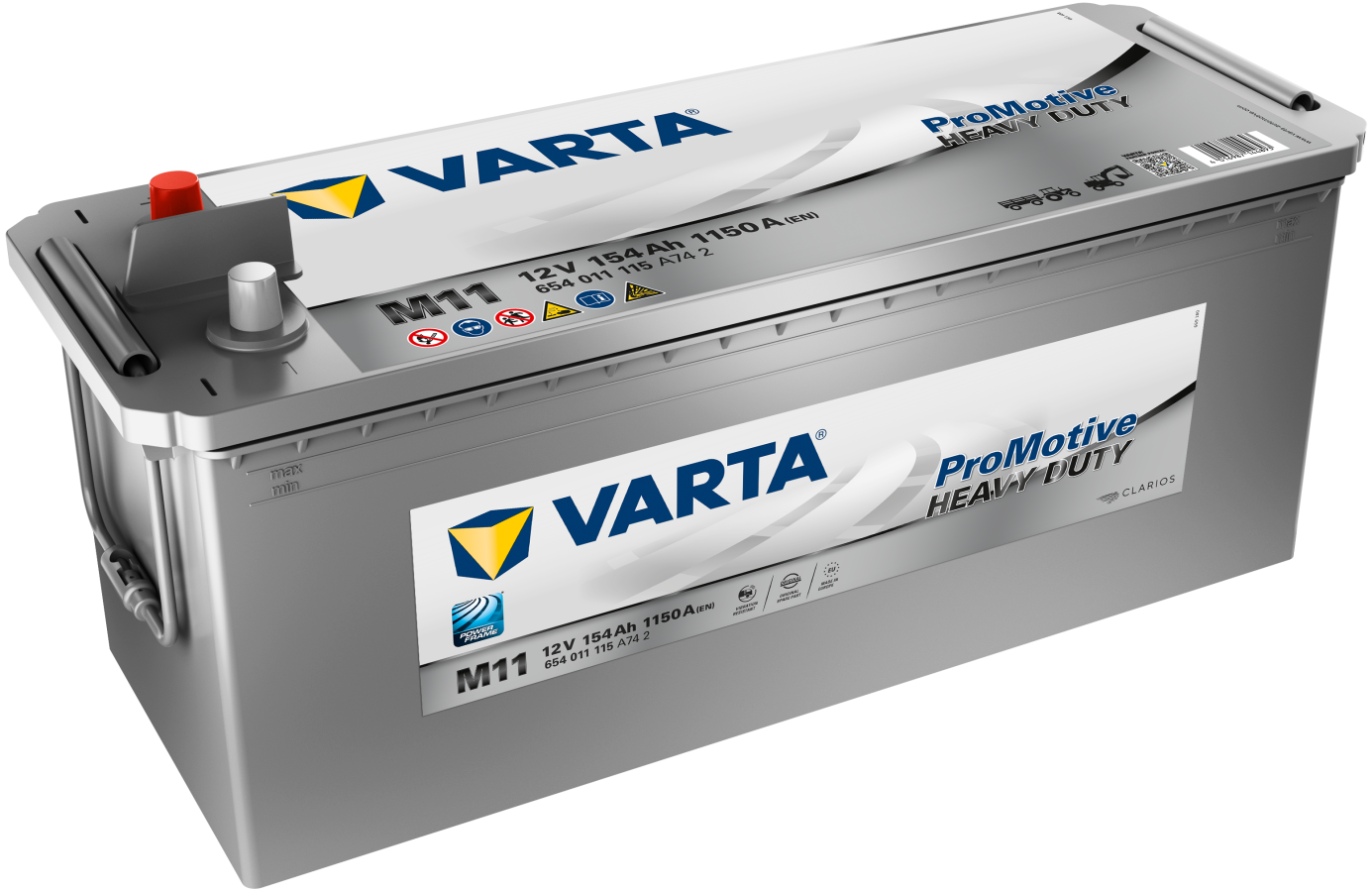 12 V – 154 Ah – C20 – 1150 A – 513 x 189 x 223 mm – 3 Varta Promotive HD V654011115 M11