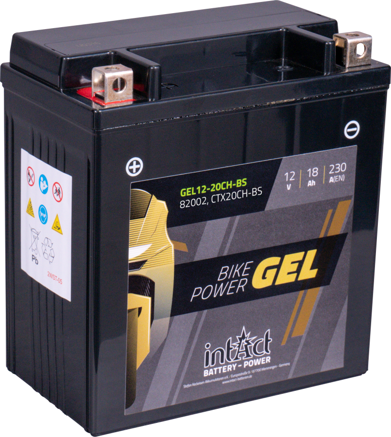 12 V – 18 Ah – C20 – 230 A – 150 x 87 x 161 mm – 1 Intact Bike Power Gel Gel 12-20 CH BS