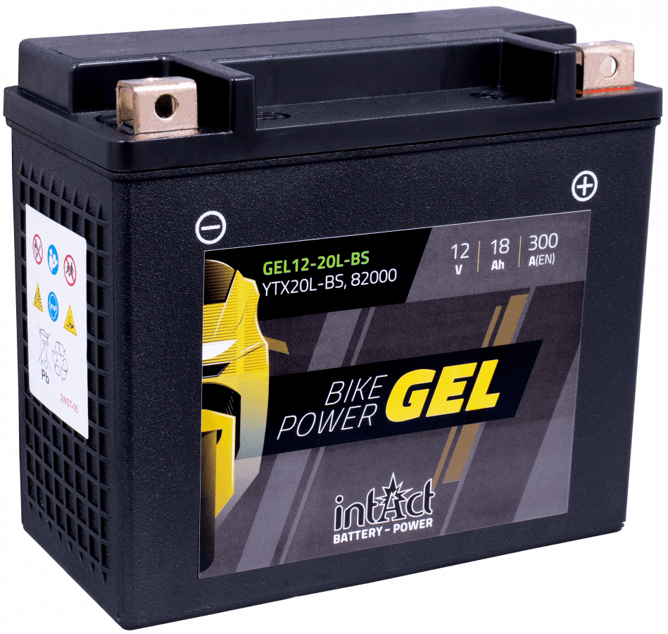 12 V – 18 Ah – C20 – 300 A – 175 x 87 x 155 mm – 0 Intact Bike Power Gel Gel 12-20 l BS