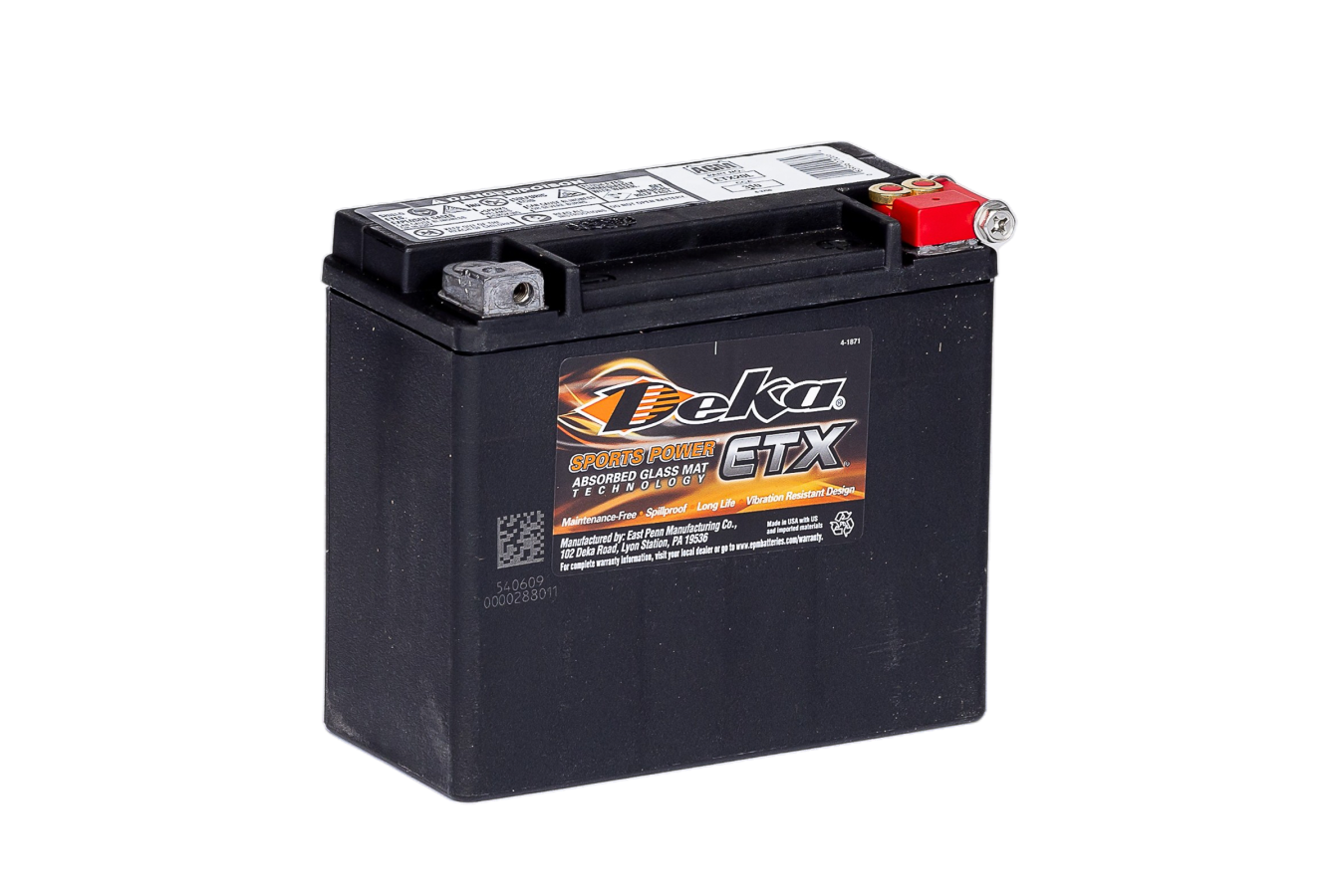 12 V – 18 Ah – C20 – 340 A – 177 x 88 x 155 mm – 0deka Power ETX20L