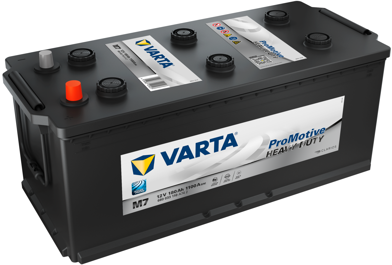 12 V – 180 Ah – C20 – 1100 A – 513 x 223 x 223 mm – 4 Varta Promotive HD V680033110 M7