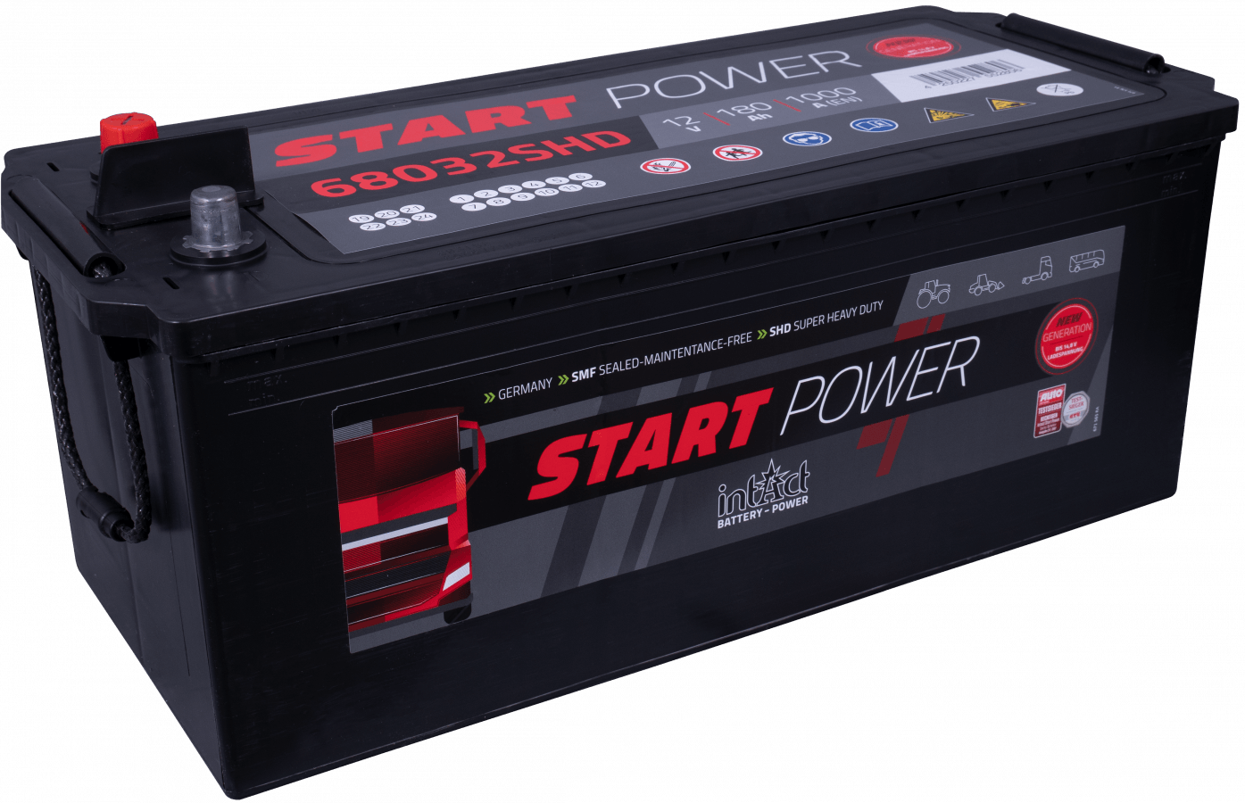12 V – 200 Ah – C20 – 1000 A – 513 x 223 x 223 mm – 3 Intact Start Power New Generation PS200