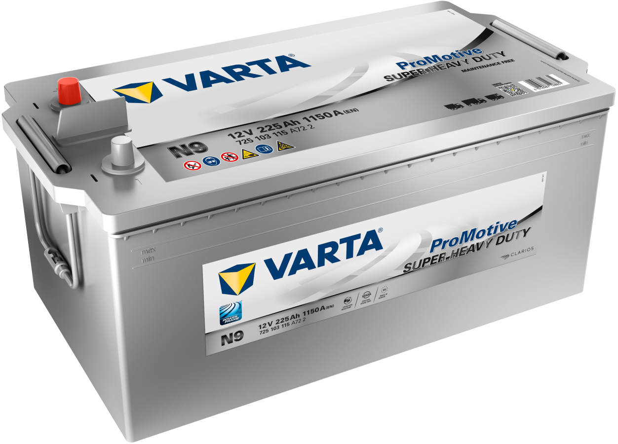12 V – 225 Ah – C20 – 1150 A – 518 x 276 x 242 mm – 3 Varta Promotive SHD V725103115 N9