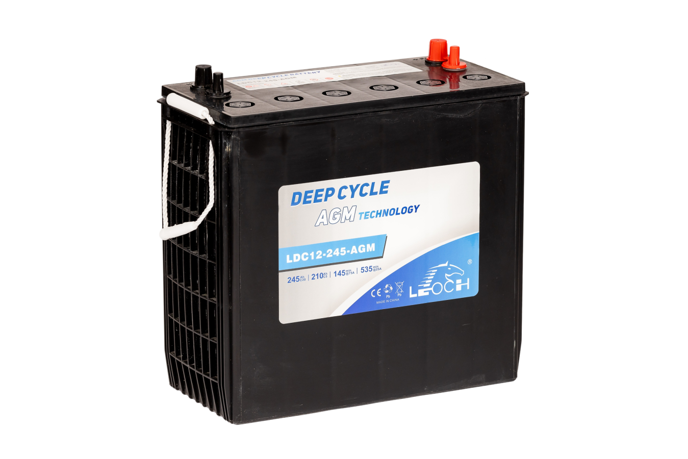 12 V – 245 Ah – C20 – 233 Ah – C10 – 387 x 180 x 346 mm – 1 Leoch – Deepcycle-Power – LDC12-245