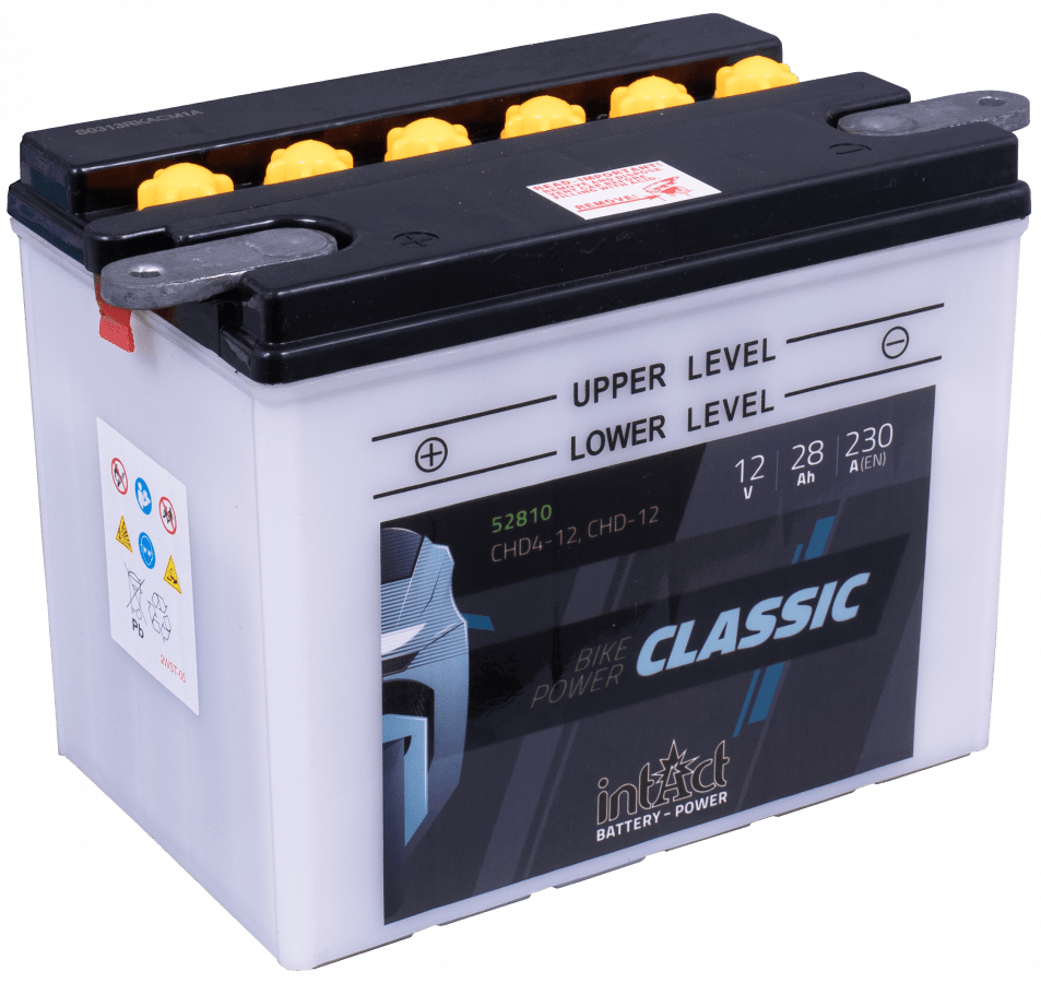 12 V – 28 Ah – C20 – 230 A – 205 x 130 x 165 mm – 1 Intact Bike Power Classic YHD4-12
