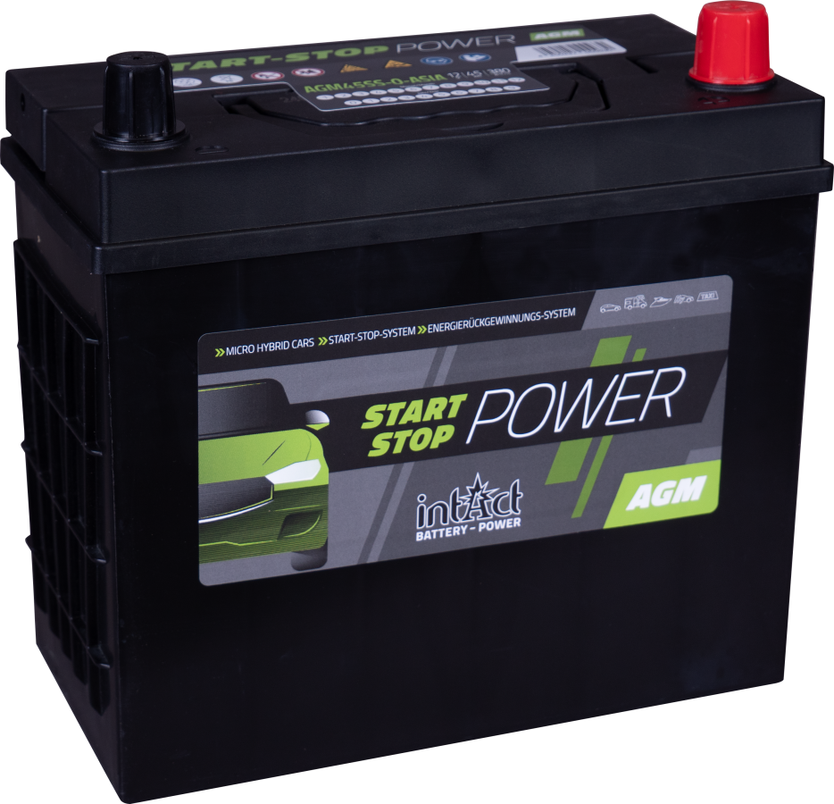 12 V, 45 Ah, C20, 380 A, 237 x 127 x 225 mm, 0 intakt, AGM, Start-Stopp, AGM45SS-0, Asien