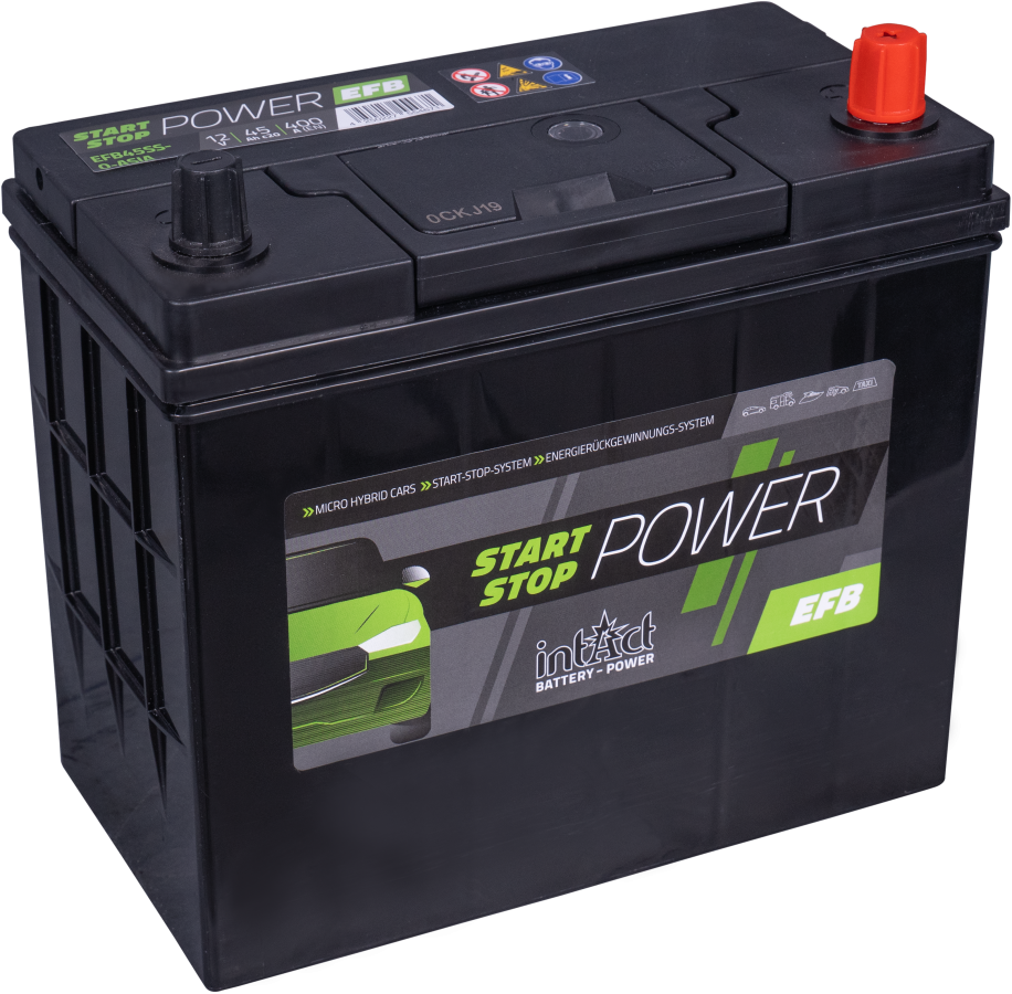 12 V – 45 Ah – C20 – 400 A – 234 x 127 x 220 mm – 0 intakt – Start-Stopp-Power – EFB45SS-0 – Asien