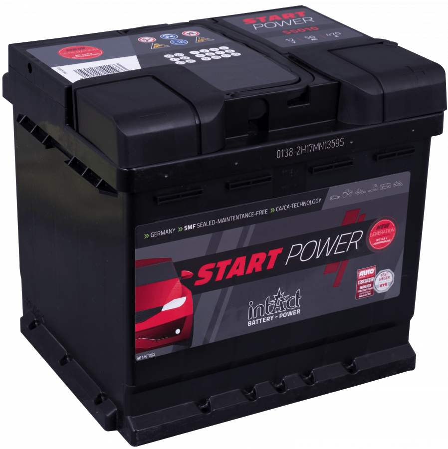 12 V, 50 Ah, C20, 470 A, 211 x 175 x 190 mm, 0 intakt, Startleistung 55010