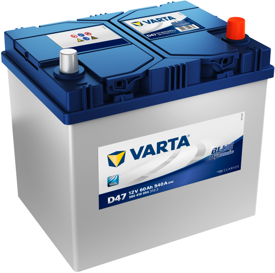 12 V – 60 Ah – C20 – 540 A – 230 x 172 x 220 mm – 0 Varta – Blue Dynamic – Asia – V560410054 – D47