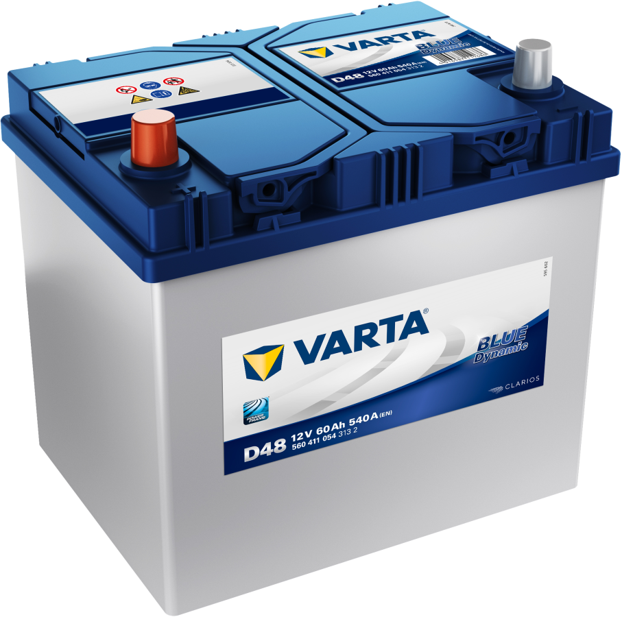 12 V – 60 Ah – C20 – 540 A – 230 x 172 x 220 mm – 1 Varta – Blue Dynamic Asia V560411054 – D48