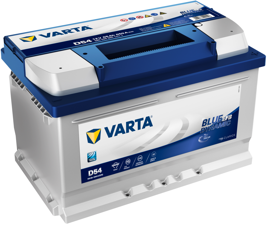12 V – 65 Ah – C20 – 650 A – 278 x 175 x 175 mm – 0 Varta Blue Dynamic EFB V565500065 – D54