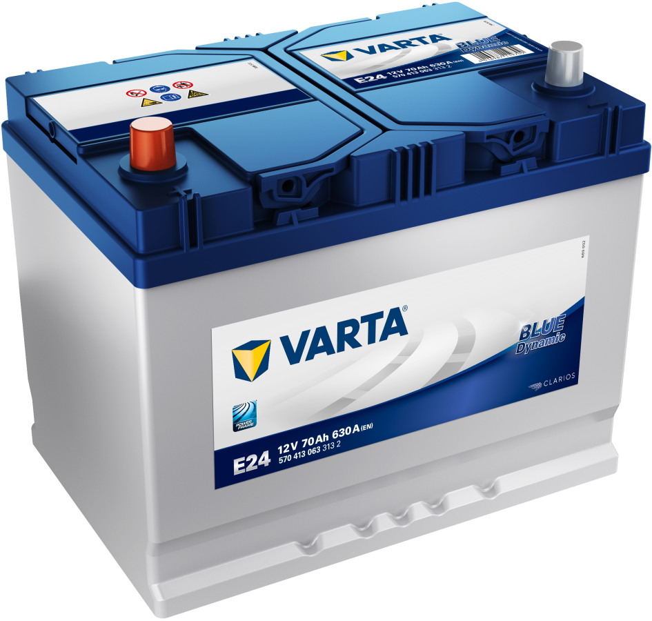 12 V – 70 Ah – C20 – 630 A – 260 x 175 x 225 mm – 1 Varta – Blue Dynamic – Asia – V570413063 – E24