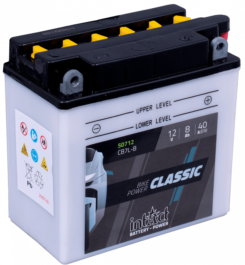 12 V, 8 Ah, C20, 40 A, 137 x 76 x 134 mm, 0 Intact Bike Power Classic YB7L-B