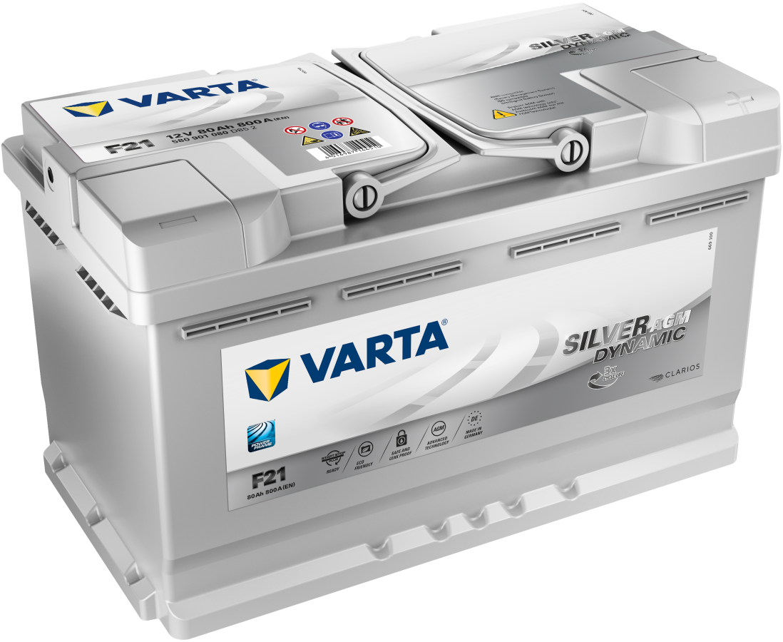 12 V – 80 Ah – C20 – 800 A – 315 x 175 x 190 mm – 0 Varta Silver Dynamic AGM V580901080 A6