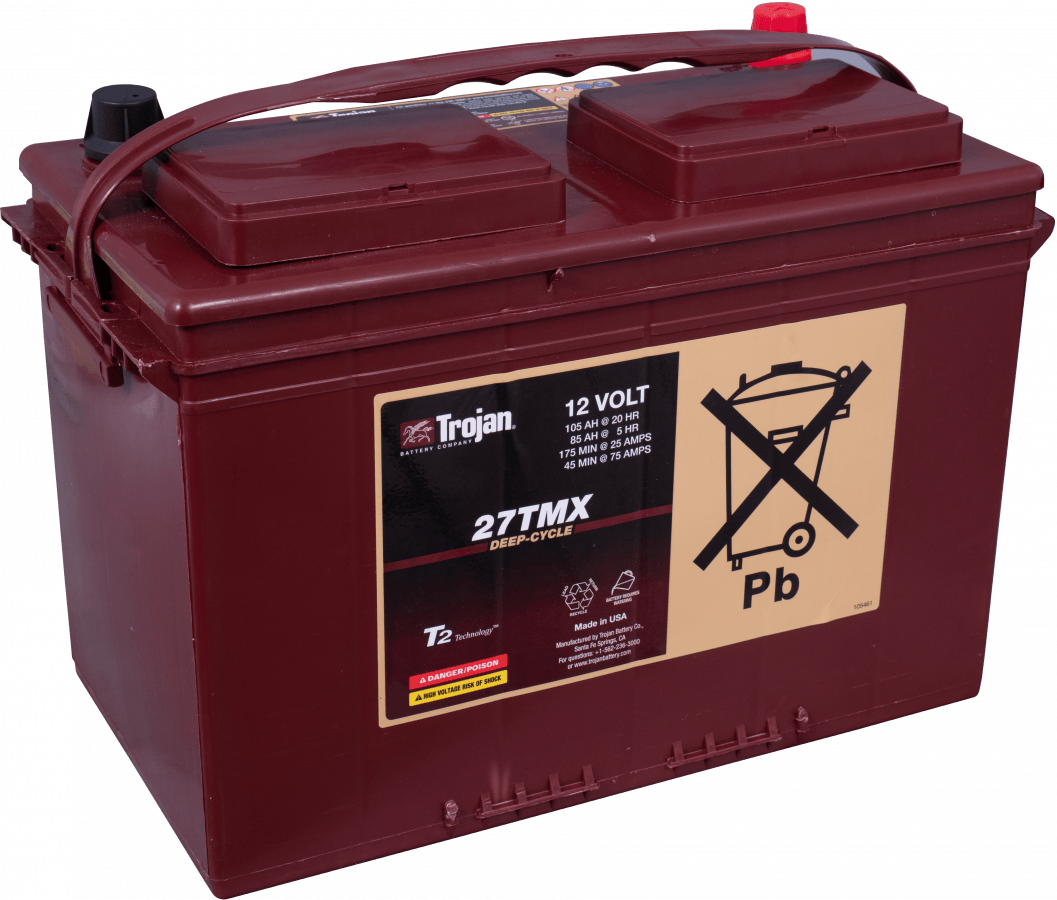 12 V – 85 Ah – C5 – 105 Ah – C20 – 117 Ah – C100 – 323 x 168 x 235 mm – 0 Trojan Deep Cycle 27TMX