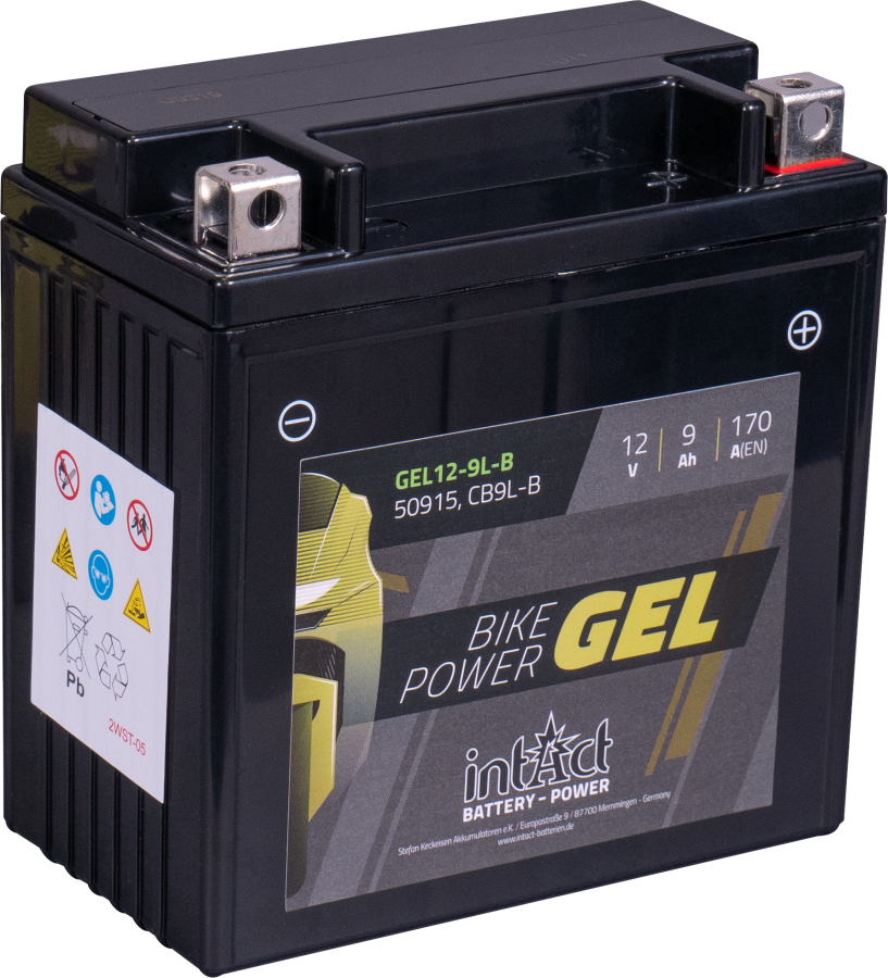 12 V, 9 Ah, C20, 170 A, 137 x 76 x 140 mm, 0 Intact Bike Power Gel, Gel 12,9 l, B