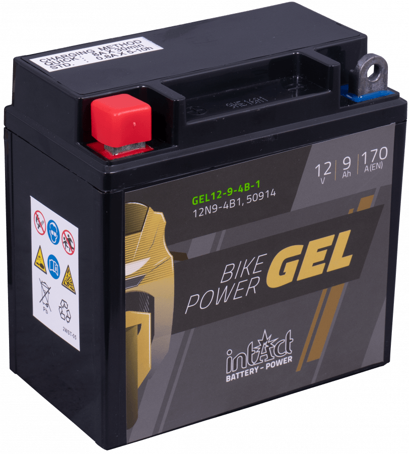 12 V – 9 Ah – C20 – 170 A – 137 x 76 x 140 mm – 1 Intact Bike Power Gel – Gel12-9-4b-1