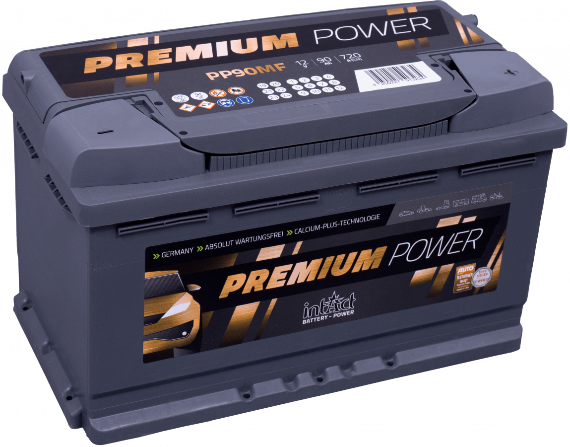 12 V – 90 Ah – C20 – 720 A – 315 x 175 x 190 mm – 0 – intakt – Premium Power PP90MF