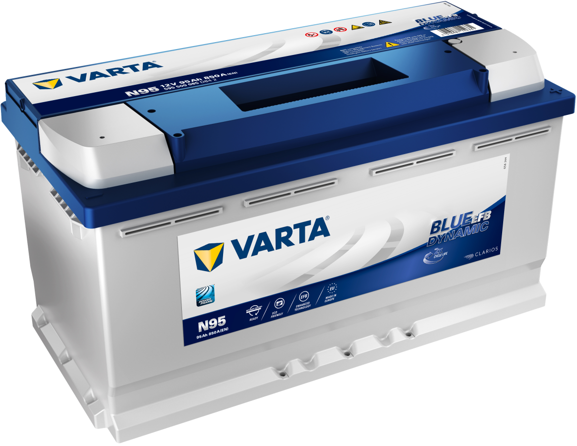 12 V – 95 Ah – C20 – 850 A – 353 x 175 x 190 mm – 0 Varta Blue Dynamic EFB V595500085 N95