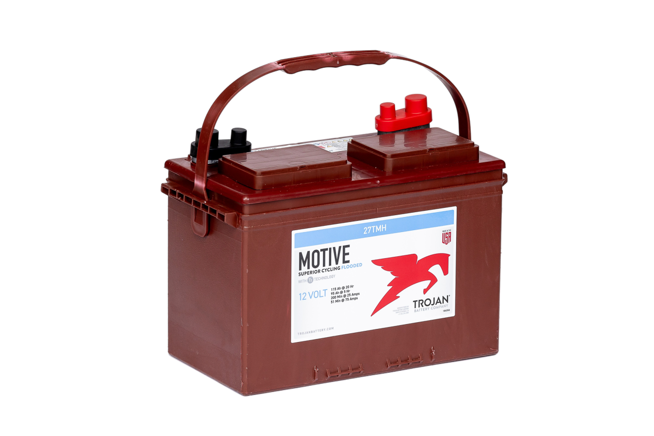 12 V – 95 Ah – C5 – 115 Ah – C20 – 128 Ah – C100 – 323 x 168 x 235 mm – 0 Trojan – Deep Cycle – 27 TMH