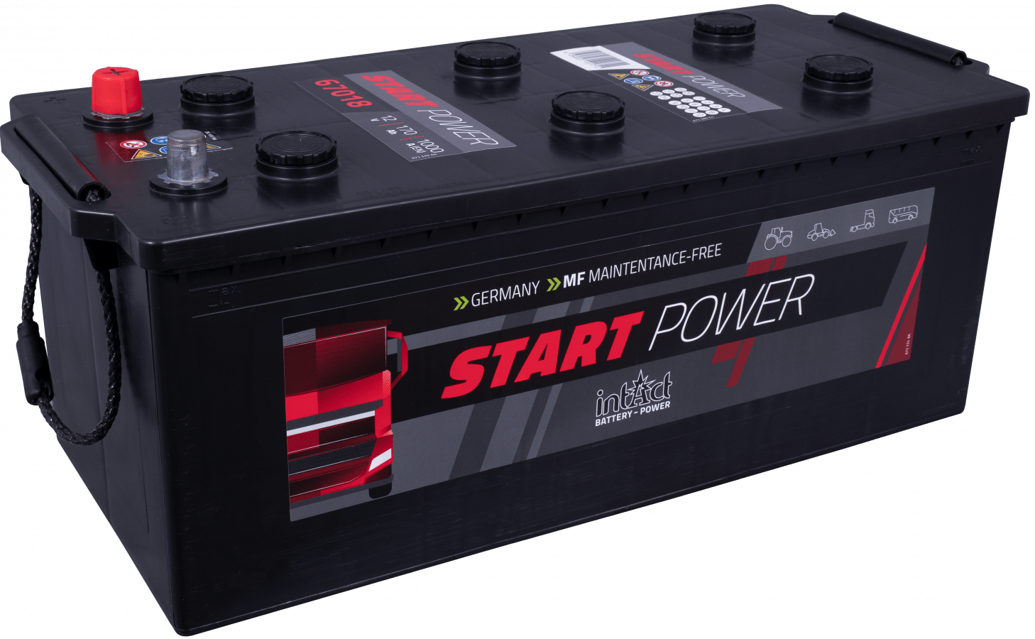 12 V – 170 Ah – C20 – 1000 A – 513 x 223 x 223 mm – 3 intakt – Startleistung – 67018