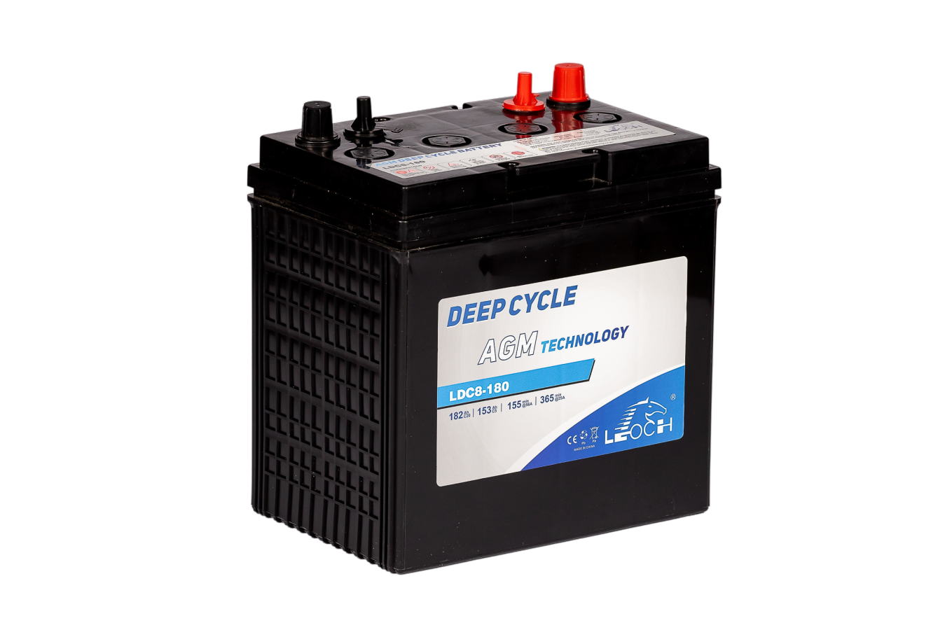 8 V-153 Ah-C5-170 Ah-C10-182 Ah-C20-260 x 180 x 252 mm-1Leoch-Deep-Cycle-Power-LDC8-180