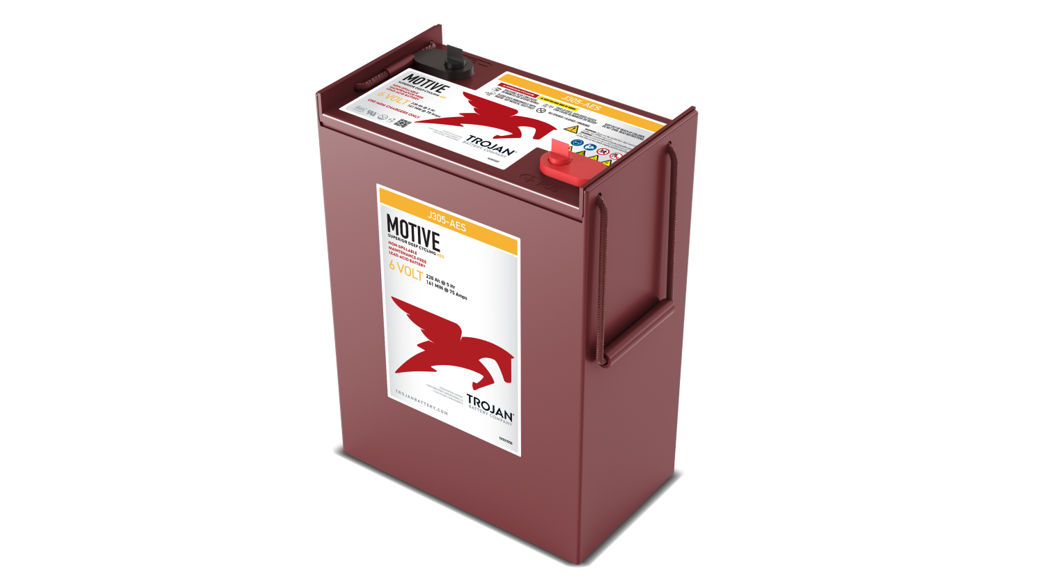 6 V – 250 Ah – C5 – 298 Ah – C20 – 313 Ah – C100 – 296 x 176 x 358 mm – 0 Trojan AES-Serie – J305 AES