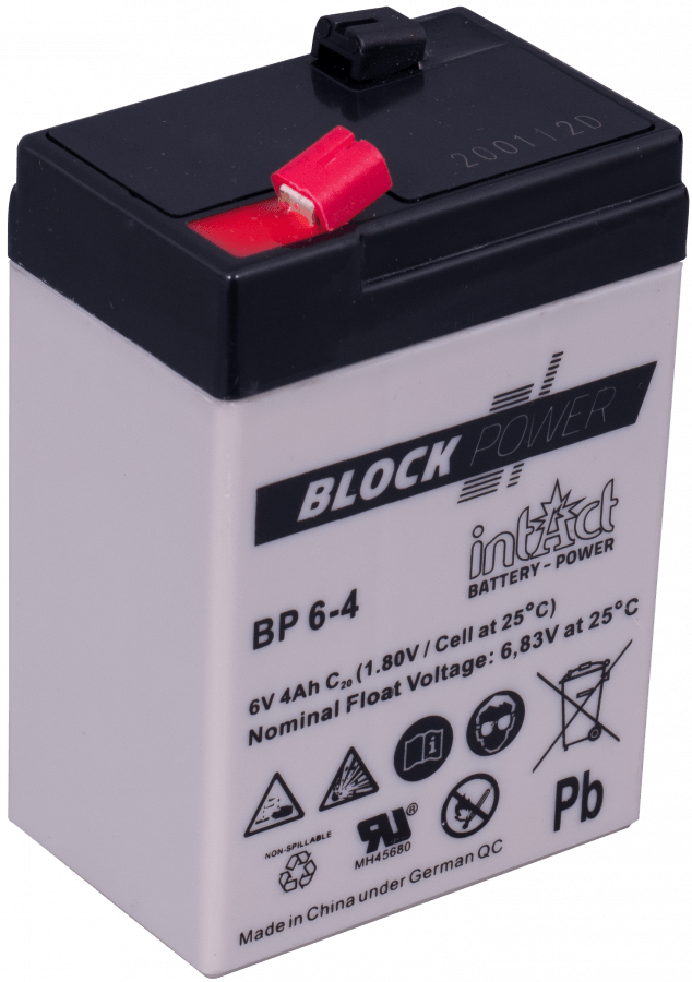 6 V, 4 Ah, C20, 70 x 47 x 106 mm, 0 Intact Block Power BP6-4