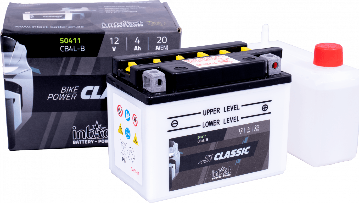 12 V – 19 Ah – C20 – 240 A – 175 x 100 x 175 mm – 0 Intact Bike Power Classic YB16CL-B