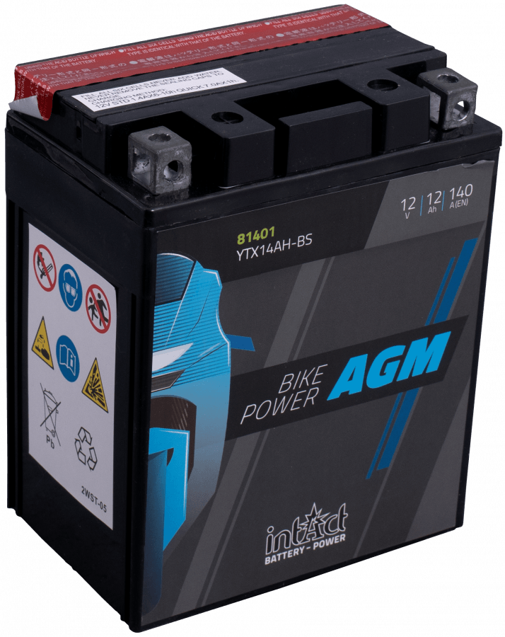 12 V-12 Ah-C20-140 A-134 x 89 x 166 mm-1intact-bike-power-agm-ytx14ah-bs