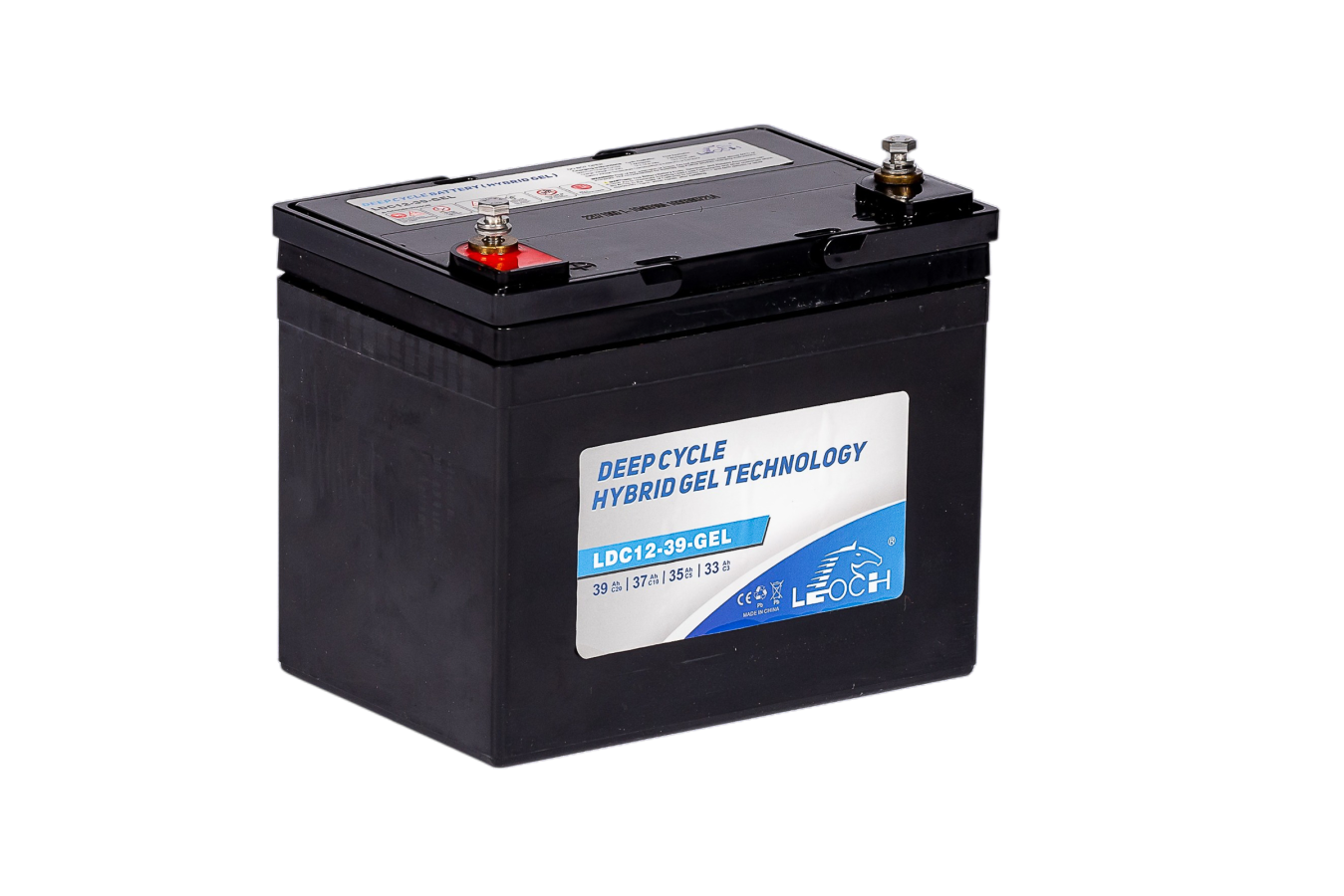12 V-38 Ah-C10-39 Ah-C20-195 x 130 x 167 mm-1Leoch-Deep Cycle Power-LDC12-39