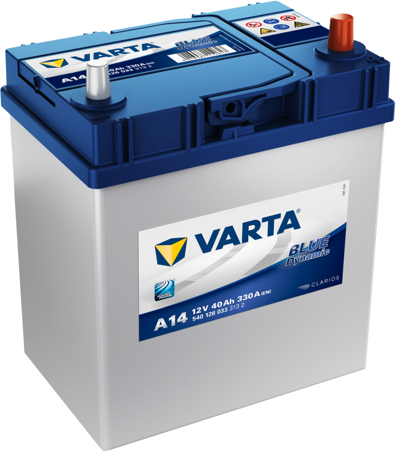 12 V-40 Ah-C20-330 A-187 x 127 x 227 mm-0 Varta-Blue Dynamic-Asia-V540126033-A14