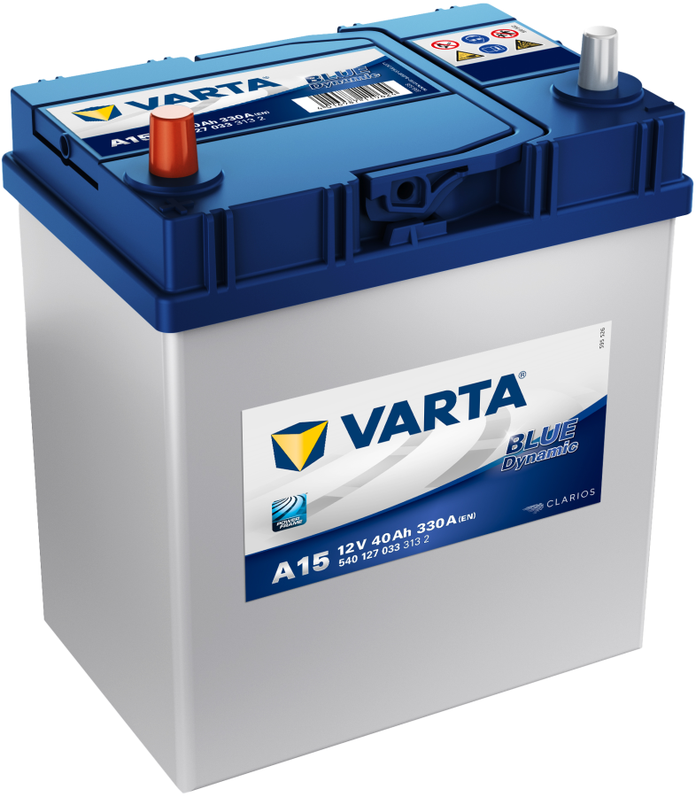 12 V-40 Ah-C20-330 A-187 x 127 x 227 mm-1 Varta-Blue Dynamic-Asia-V540127033-A15
