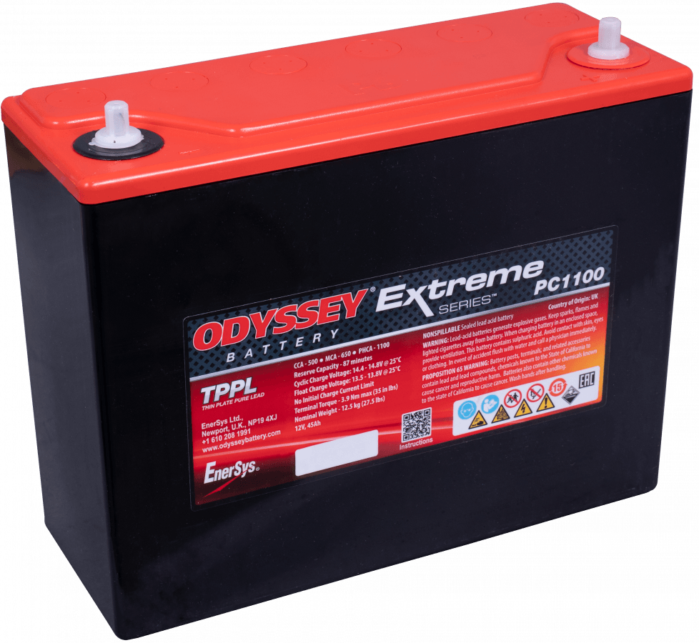 12 V-45 Ah-C20-500 A-CCA-250 x 97 x 206 mm-0 Odyssey Bike PC1100