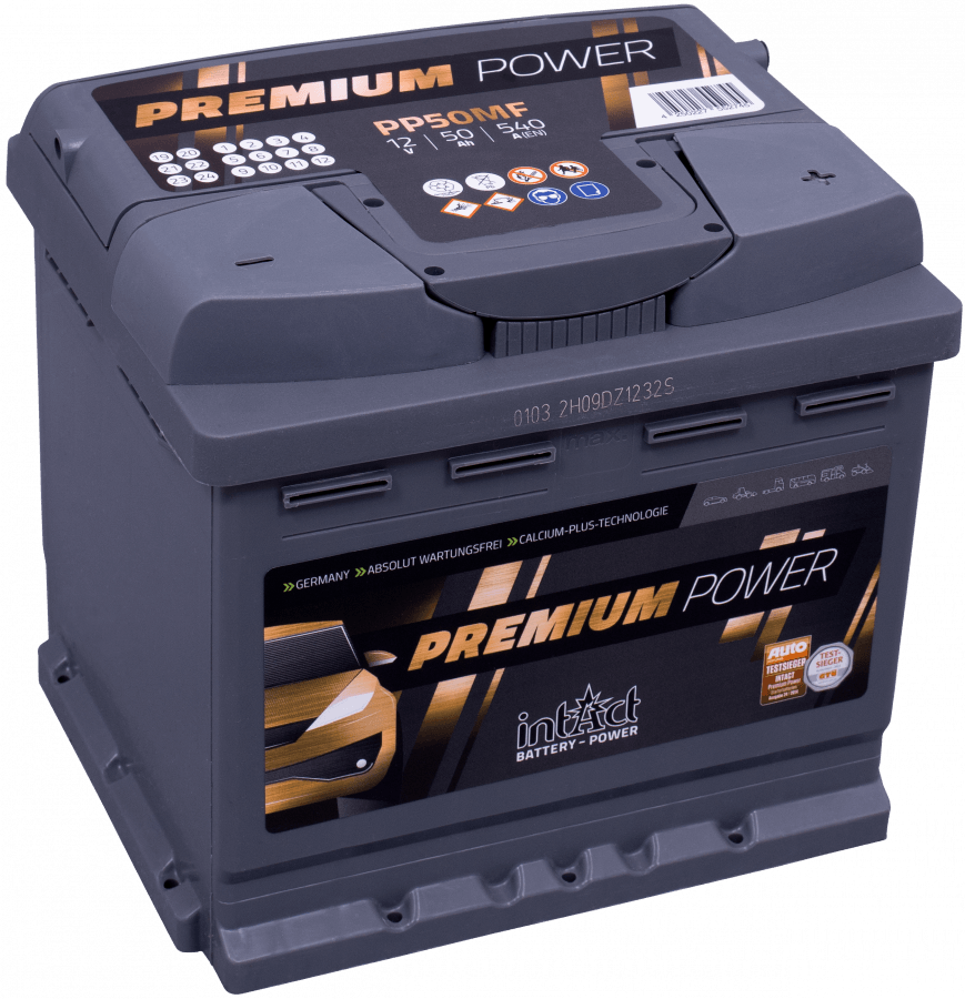 12 V - 50 Ah - C20 - 540 A - 207 x 175 x 190 mm - 0 intact - Premium Power PP50MF