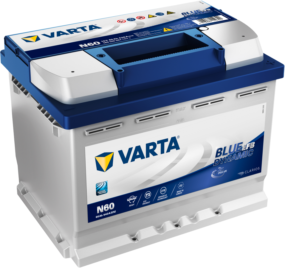 12 V-60 Ah-C20-640 A-242 x 175 x 190 mm-0 Varta-Blue Dynamic-EFB-V560500064-N60