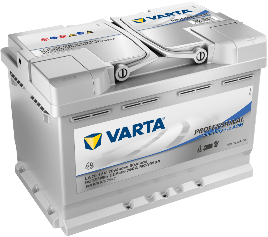 12 V-70 Ah-C20-760 A-278 x 175 x 190 mm-0 Varta Prof Dual Purpose AGM V840070076-LA70
