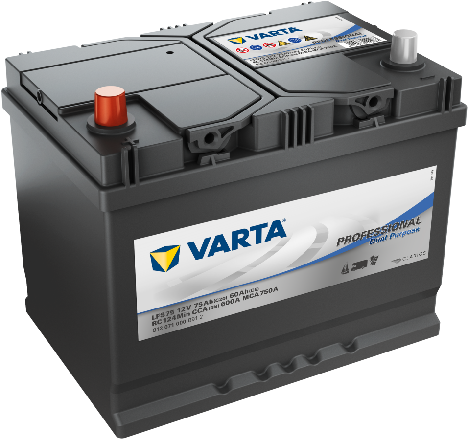 12 V-75 Ah-C20-420 A-260 x 175 x 225 mm-1 Varta Prof Dual Purpose Asia V812071000-LFS75