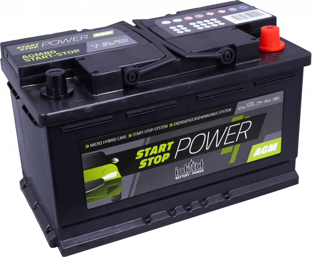 12 V - 80 Ah - C20 - 800 A - 315 x 175 x 190 mm - 0 intact - démarrage-arrêt - puissance - AGM80SS